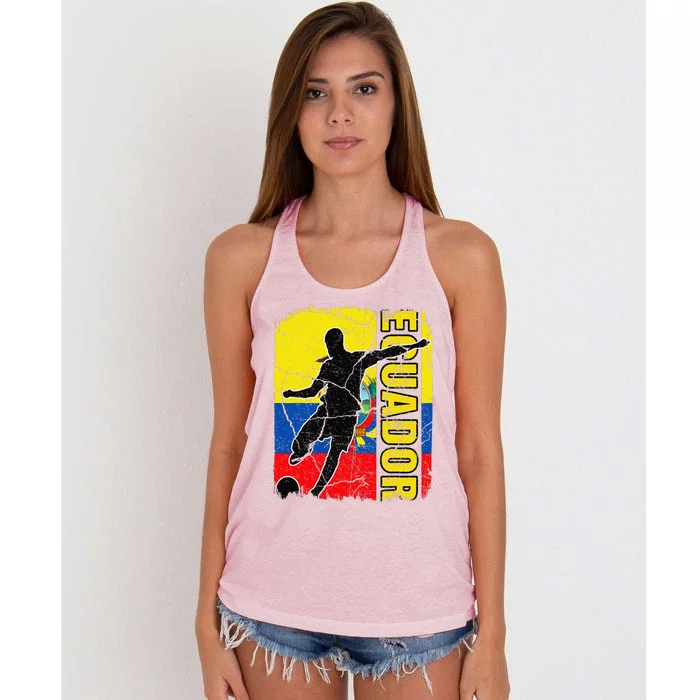 Ecuadorian Soccer Team Ecuador Flag Jersey Football Fans Women's Knotted Racerback Tank