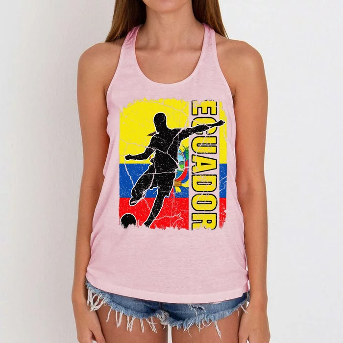 Ecuadorian Soccer Team Ecuador Flag Jersey Football Fans Women's Knotted Racerback Tank