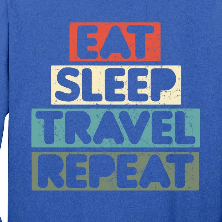 Eat Sleep Travel Beach Vacation Family Weekend Getaway Cool Gift Tall Long Sleeve T-Shirt