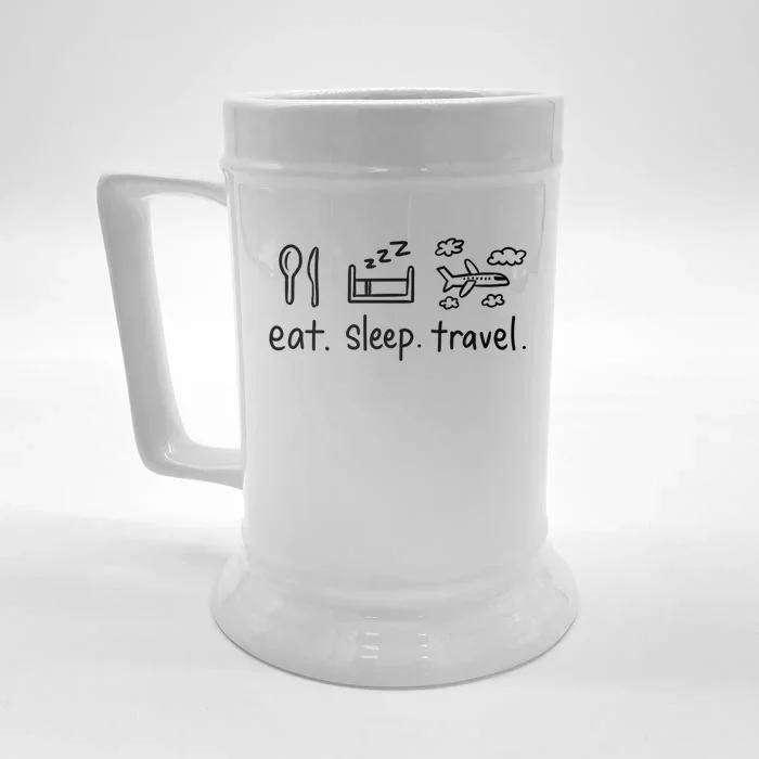 Eat Sleep Travel And Gift Front & Back Beer Stein