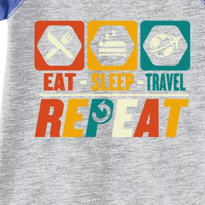 Eat Sleep Travel Repeat Great Gift Funny Adventure Traveling Traveler Gift Infant Baby Jersey Bodysuit