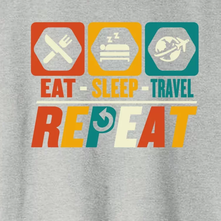 Eat Sleep Travel Repeat Great Gift Funny Adventure Traveling Traveler Gift Women's Crop Top Tee