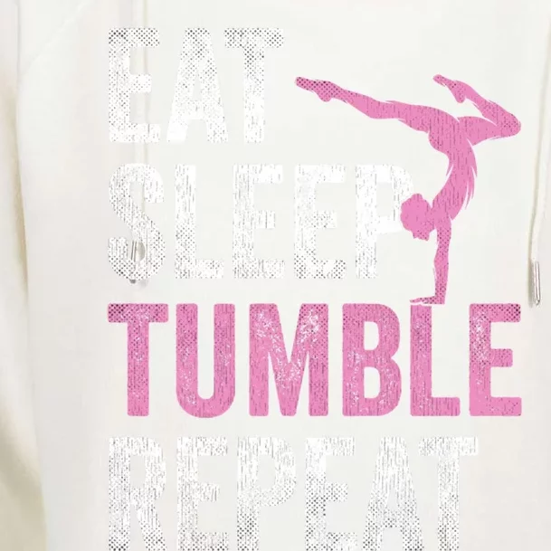 Eat Sleep Tumble Gymnast Outfit Funny Gymnastics Gift Womens Funnel Neck Pullover Hood