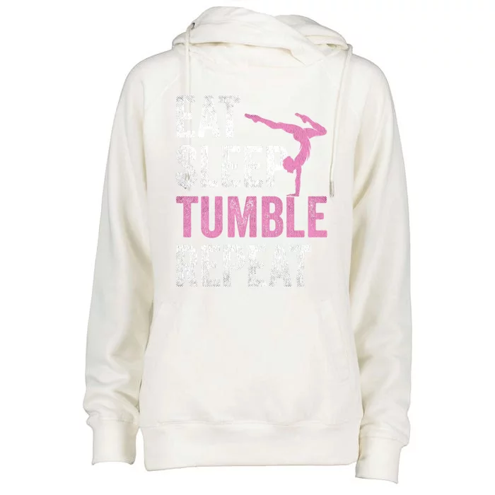 Eat Sleep Tumble Gymnast Outfit Funny Gymnastics Gift Womens Funnel Neck Pullover Hood