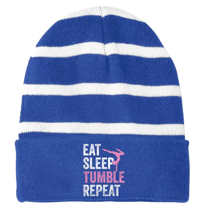 Eat Sleep Tumble Gymnast Outfit Funny Gymnastics Gift Striped Beanie with Solid Band