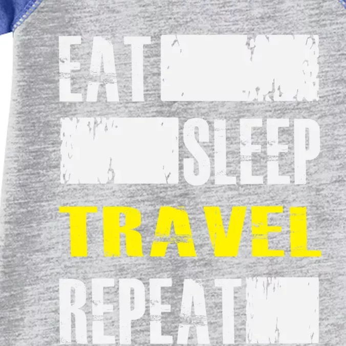 Eat Sleep Travel Repeat Gift Funny Traveler Meaningful Gift Infant Baby Jersey Bodysuit