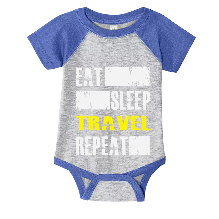 Eat Sleep Travel Repeat Gift Funny Traveler Meaningful Gift Infant Baby Jersey Bodysuit