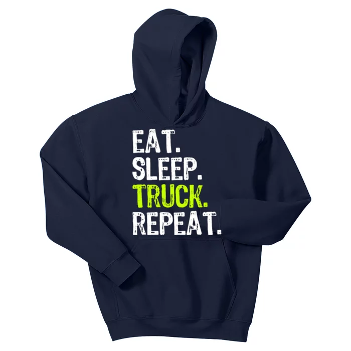 Eat Sleep Truck Repeat Trucker Driver Funny Kids Hoodie