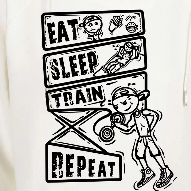 Eat Sleep Train Repeat Womens Funnel Neck Pullover Hood