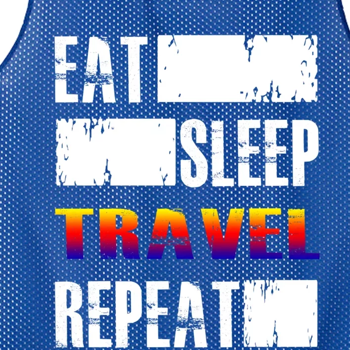 Eat Sleep Travel Repeat Gift Funny Traveler Funny Gift Mesh Reversible Basketball Jersey Tank