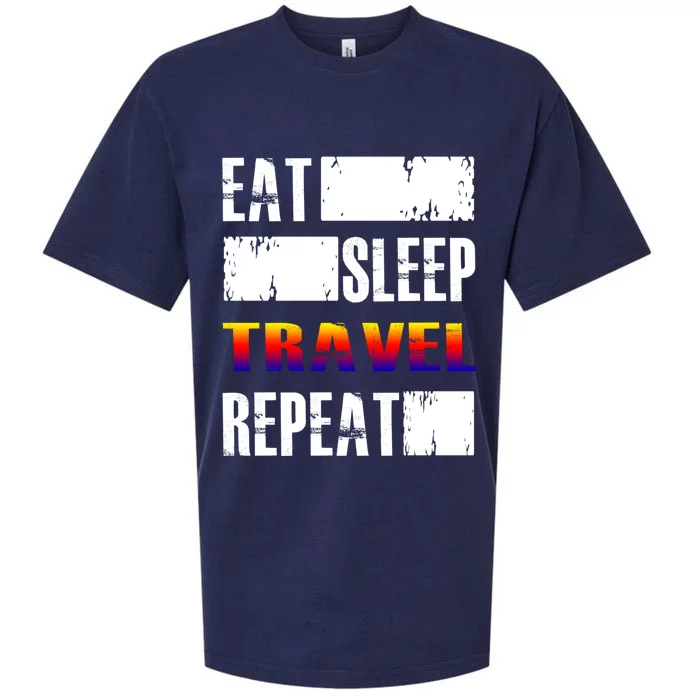 Eat Sleep Travel Repeat Gift Funny Traveler Funny Gift Sueded Cloud Jersey T-Shirt