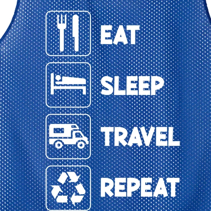 Eat Sleep Travel Repeat Family Vacation Camping Outdoor Tee Cool Gift Mesh Reversible Basketball Jersey Tank