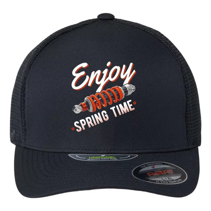 Enjoy Spring Time Funny Car Tuning Lowering Springs Quote Gift Flexfit Unipanel Trucker Cap