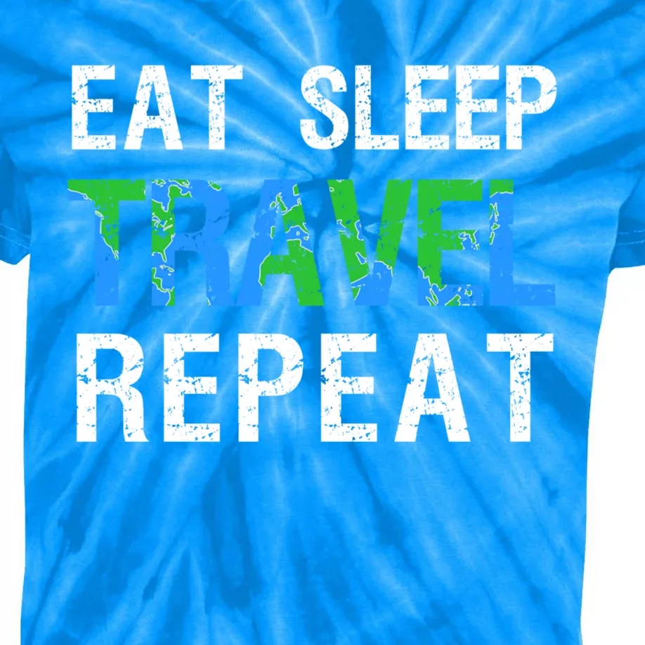 Eat Sleep Travel Repeat Funny Wanderlust Travelling Nomad Meaningful Gift Kids Tie-Dye T-Shirt