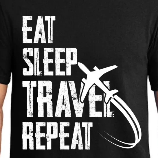 Eat Sleep Travel Repeat Funny World Traveler Hiking Camping Cool Gift Pajama Set