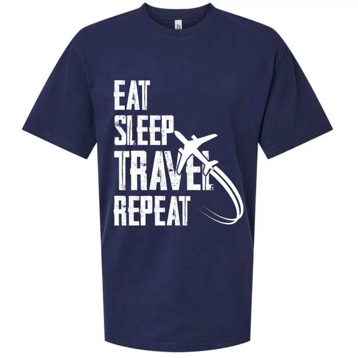 Eat Sleep Travel Repeat Funny World Traveler Hiking Camping Cool Gift Sueded Cloud Jersey T-Shirt