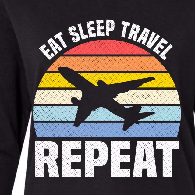 Eat Sleep Travel Repeat Gift Womens Cotton Relaxed Long Sleeve T-Shirt