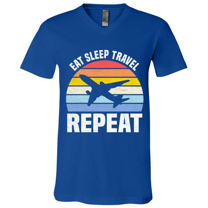 Eat Sleep Travel Repeat Gift V-Neck T-Shirt