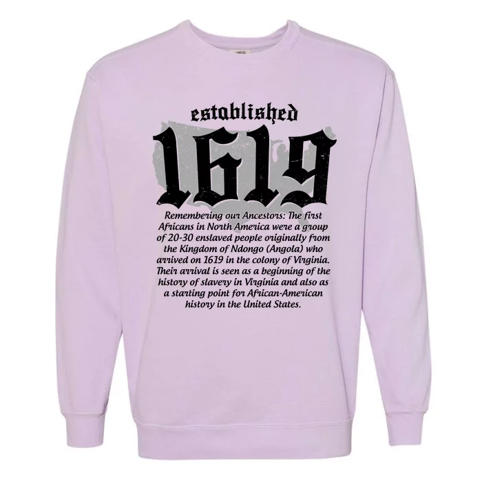 Established 1619 African American History US Map Garment-Dyed Sweatshirt