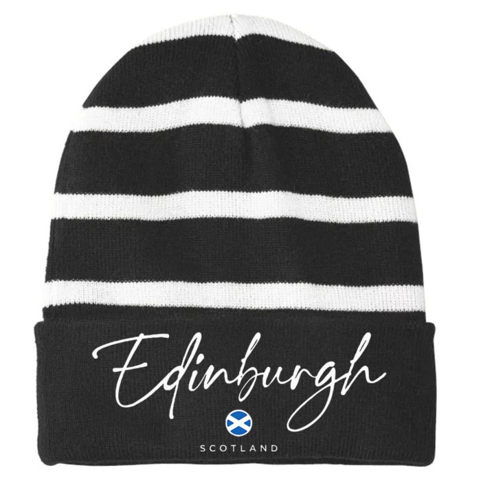 Edinburgh Scotland United Kingdom Uk Flag Striped Beanie with Solid Band