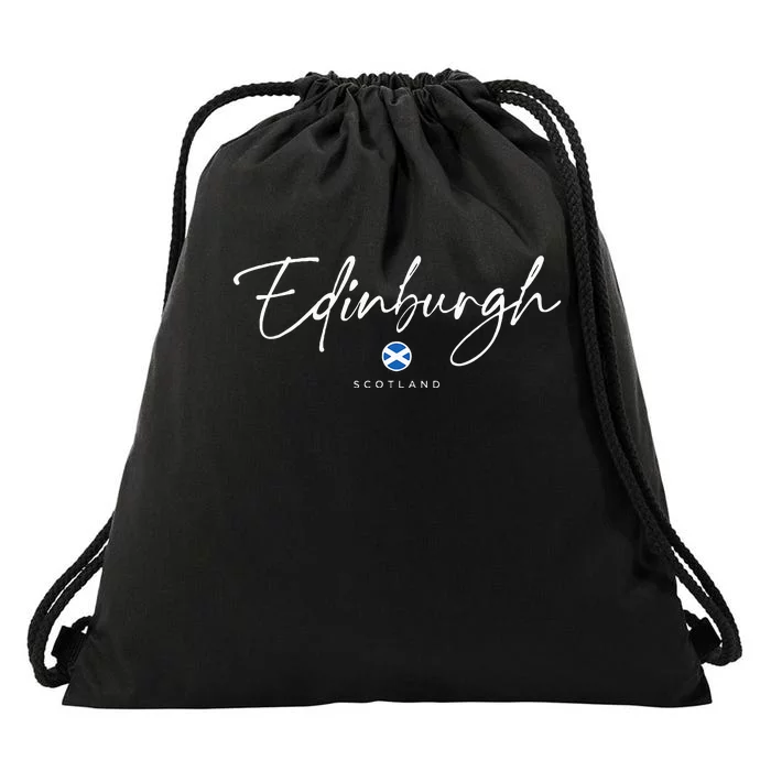 Edinburgh Scotland United Kingdom Uk Flag Drawstring Bag