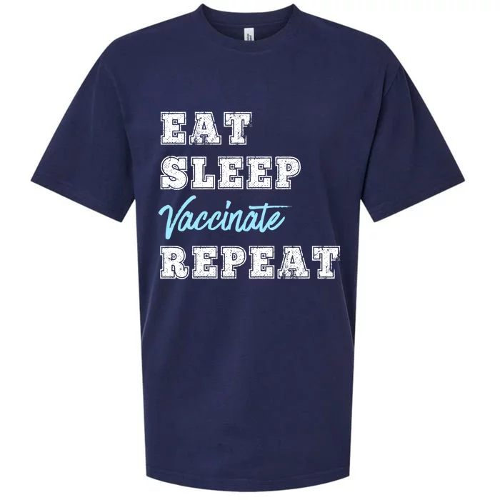 Eat Sleep Vaccinate Repeat Vaccine Lovers Science Nurse Gift Sueded Cloud Jersey T-Shirt