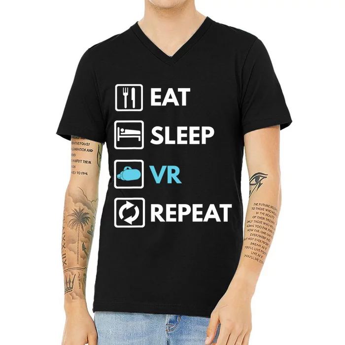 Eat Sleep Vr Repeat Funny Vr Gamer Boy Vr Athlete V-Neck T-Shirt