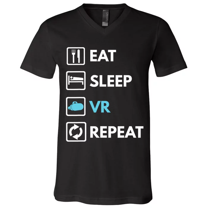 Eat Sleep Vr Repeat Funny Vr Gamer Boy Vr Athlete V-Neck T-Shirt