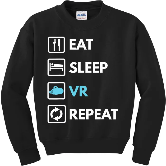 Eat Sleep Vr Repeat Funny Vr Gamer Boy Vr Athlete Kids Sweatshirt