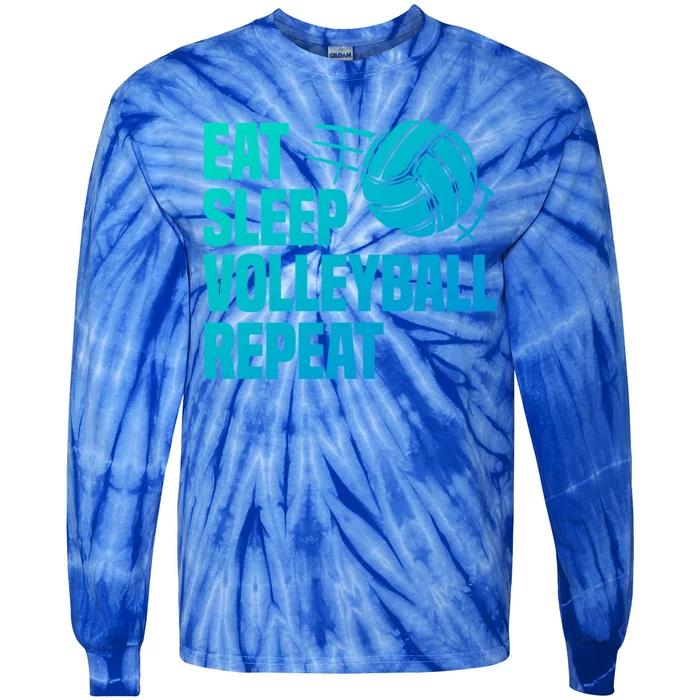 Eat Sleep Volleyball Repeat Cool Funny Team Coaches Quotes Gift Tie-Dye Long Sleeve Shirt