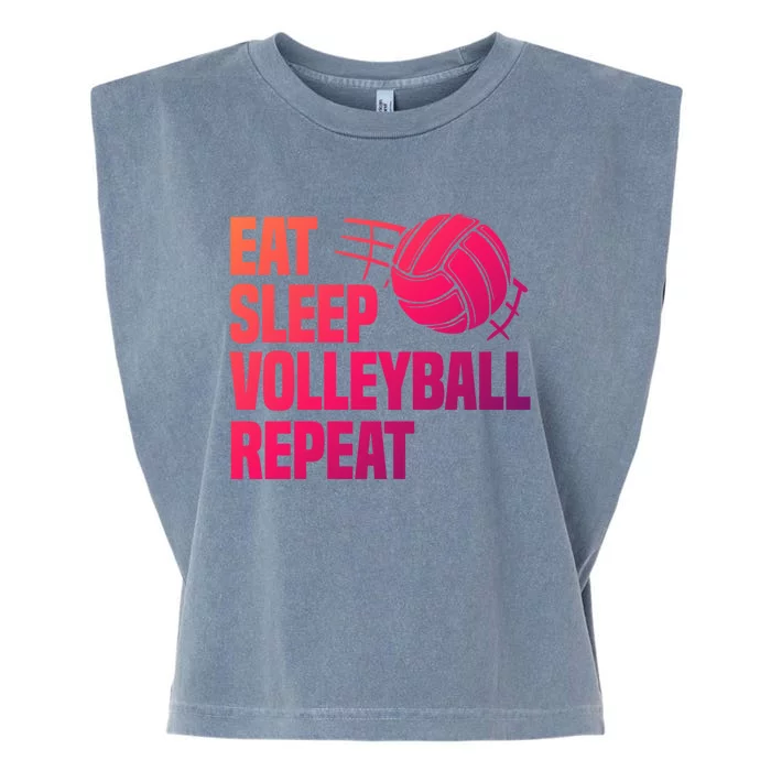 Eat Sleep Volleyball Repeat Cool Funny Team Coaches Quotes Gift Garment-Dyed Women's Muscle Tee