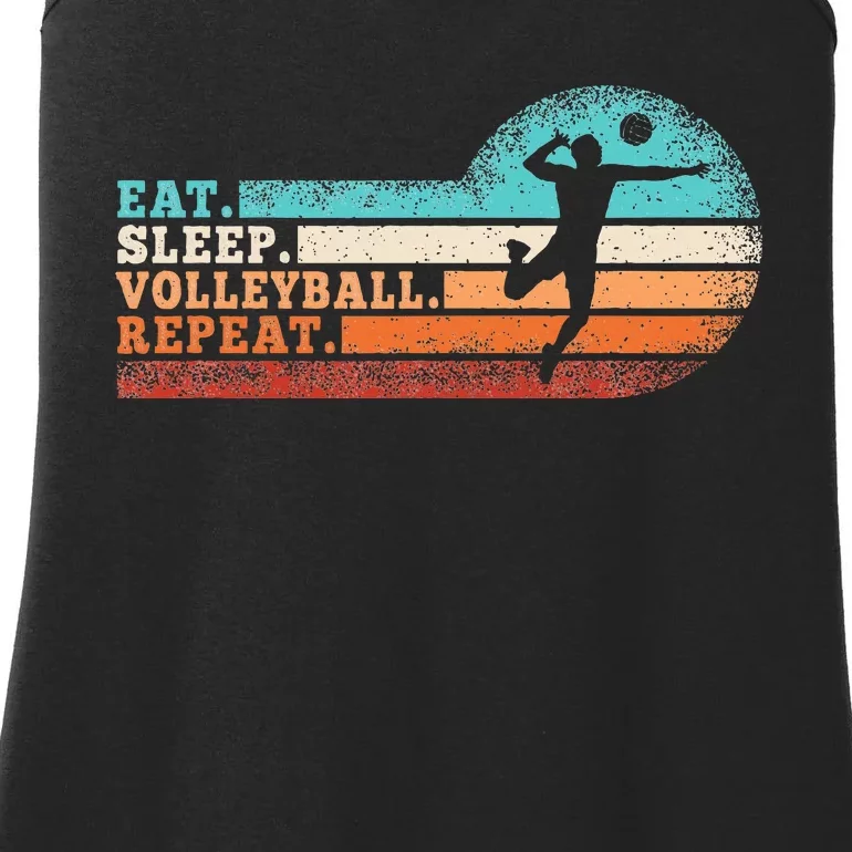 Eat Sleep Volleyball Repeat Retro Volleyball Lover Ladies Essential Tank