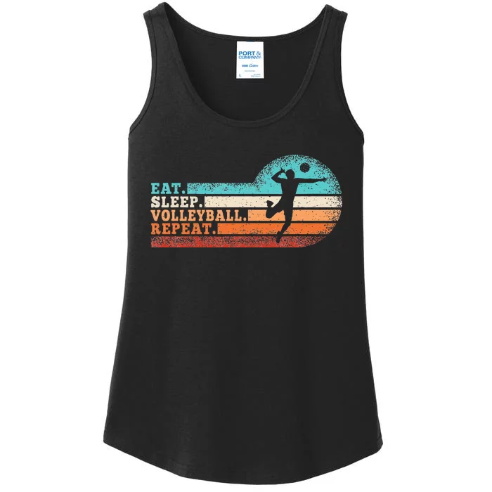 Eat Sleep Volleyball Repeat Retro Volleyball Lover Ladies Essential Tank