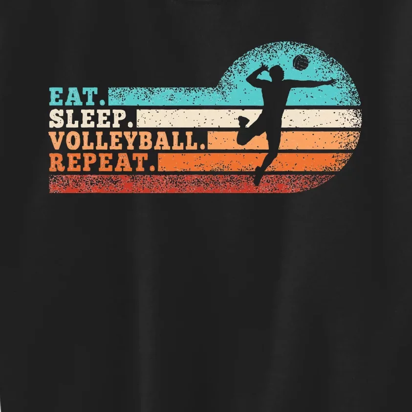 Eat Sleep Volleyball Repeat Retro Volleyball Lover Kids Sweatshirt