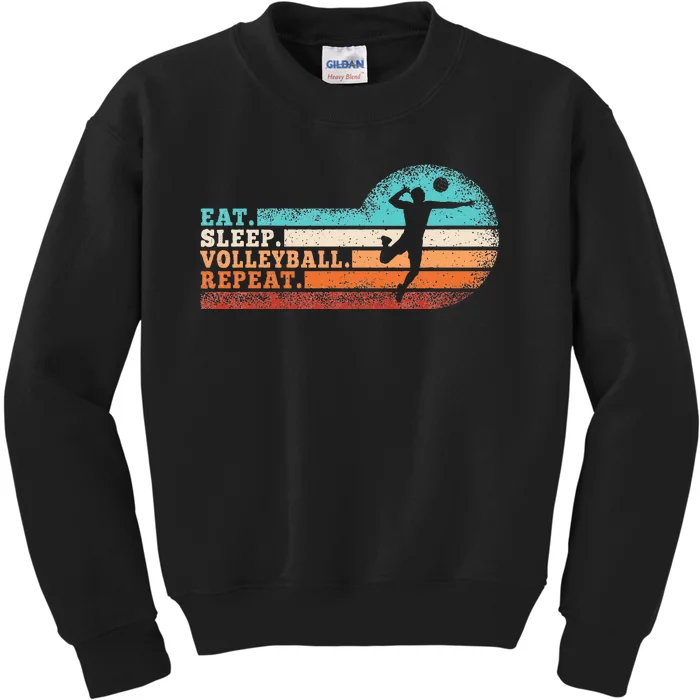 Eat Sleep Volleyball Repeat Retro Volleyball Lover Kids Sweatshirt