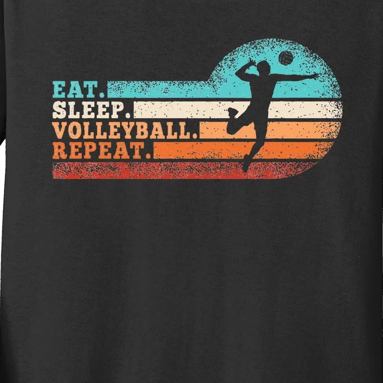 Eat Sleep Volleyball Repeat Retro Volleyball Lover Kids Long Sleeve Shirt