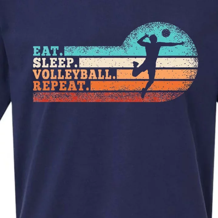 Eat Sleep Volleyball Repeat Retro Volleyball Lover Sueded Cloud Jersey T-Shirt