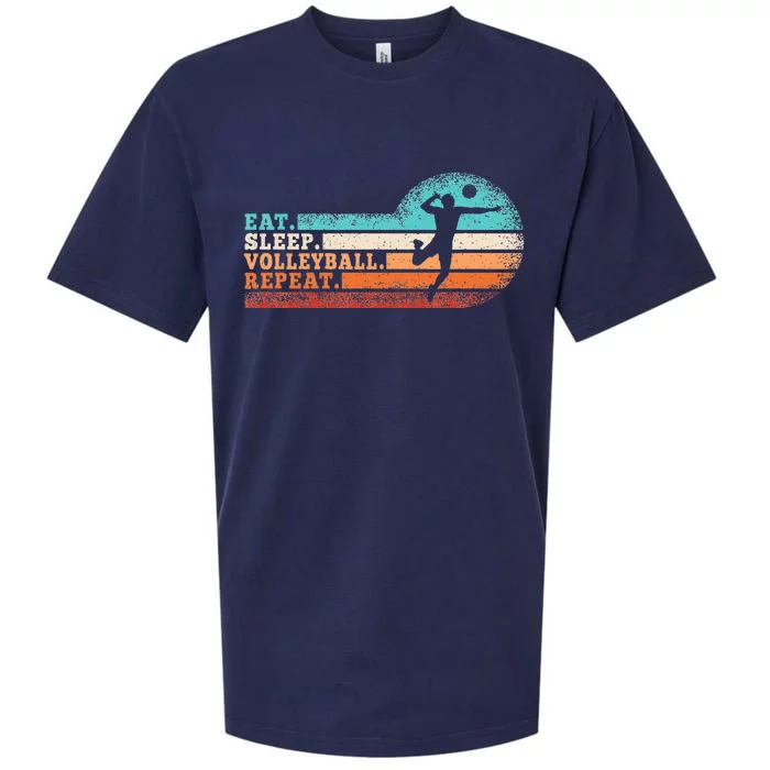 Eat Sleep Volleyball Repeat Retro Volleyball Lover Sueded Cloud Jersey T-Shirt