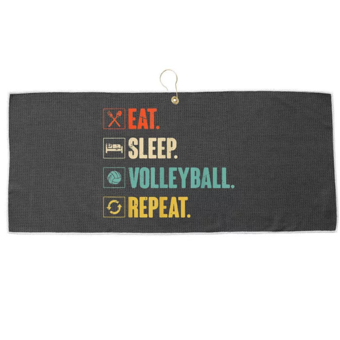 Eat Sleep Volleyball Repeat Vintage Volleyball Large Microfiber Waffle Golf Towel