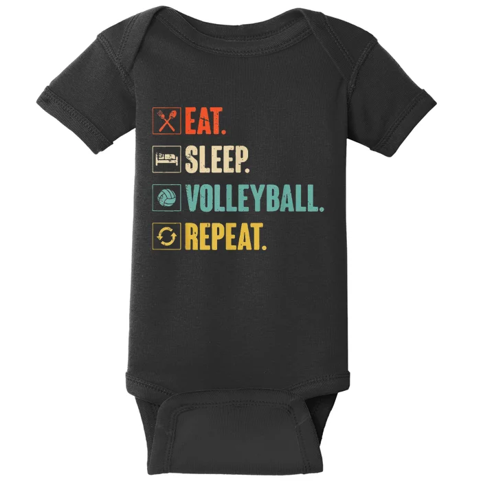 Eat Sleep Volleyball Repeat Vintage Volleyball Baby Bodysuit