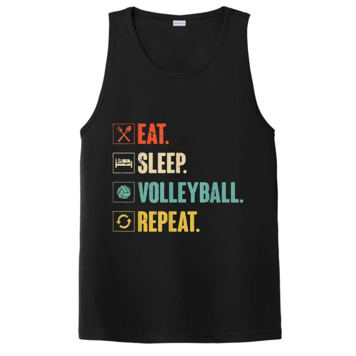 Eat Sleep Volleyball Repeat Vintage Volleyball Performance Tank