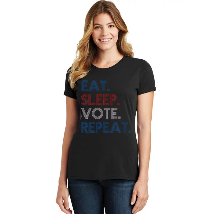 Eat Sleep Vote Repeat Election Day 2024 Vote Voting Usa Women's T-Shirt