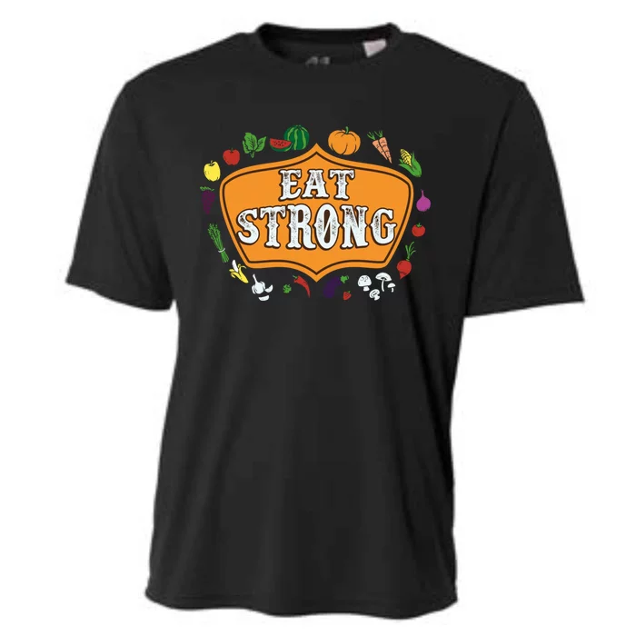 Eat Strong Vegetables Food Vegan Veggie Plant Powered Lovers Gift Cooling Performance Crew T-Shirt