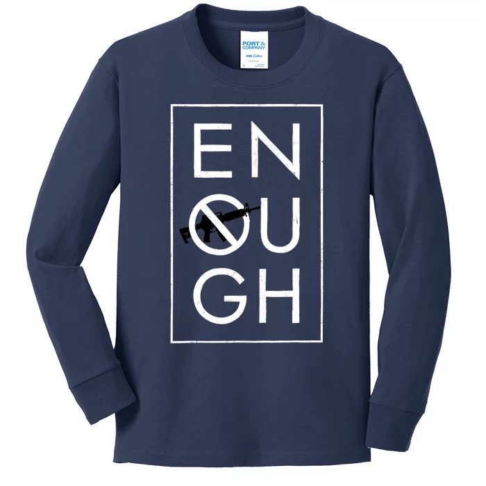 Enough School Walkout Shirt #Enough Ban Assault Weapons Kids Long Sleeve Shirt