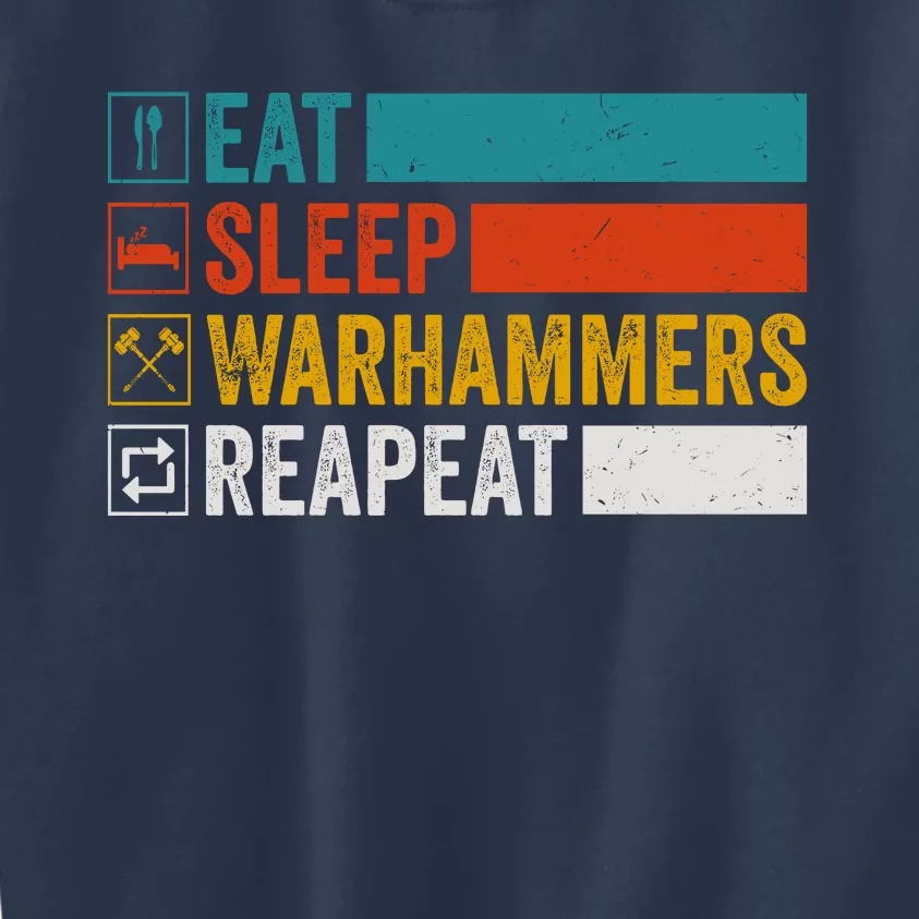 Eat Sleep Warhammers Repeat Funny Gamer Retro Video Gaming Kids Sweatshirt