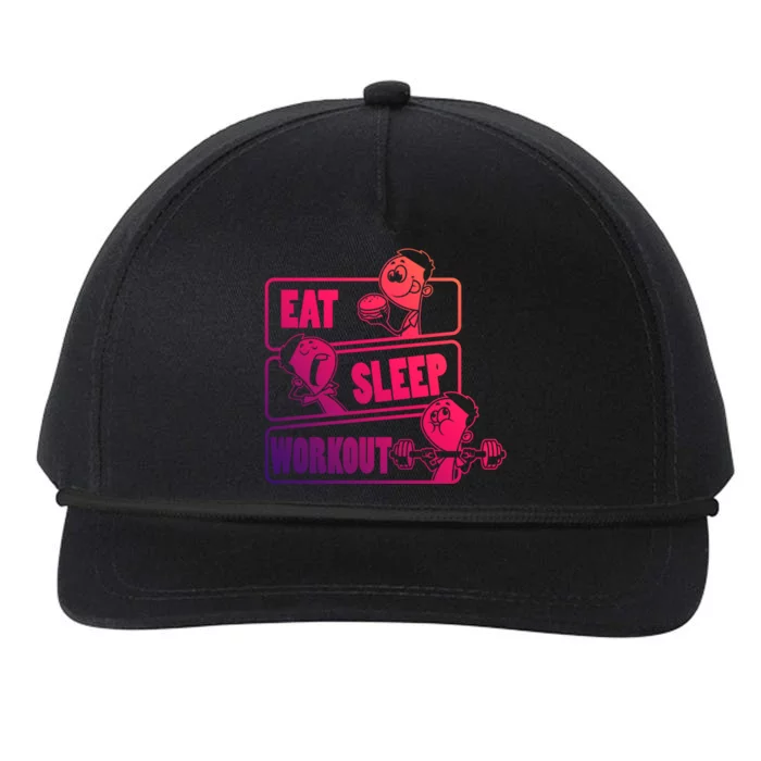 Eat Sleep Workout Repeat Gift Funny Work Out Gym Gift Snapback Five-Panel Rope Hat