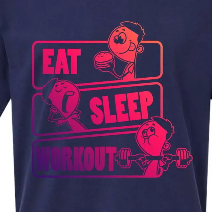 Eat Sleep Workout Repeat Gift Funny Work Out Gym Gift Sueded Cloud Jersey T-Shirt