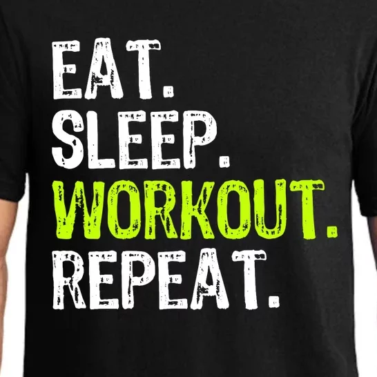 Eat Sleep Workout Repeat Funny Work Out Gym Funny Pajama Set