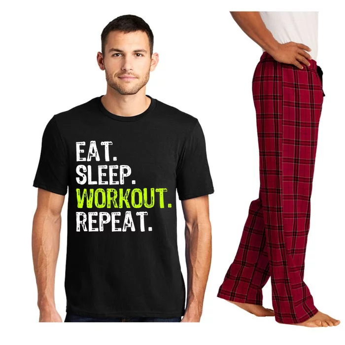 Eat Sleep Workout Repeat Funny Work Out Gym Funny Pajama Set