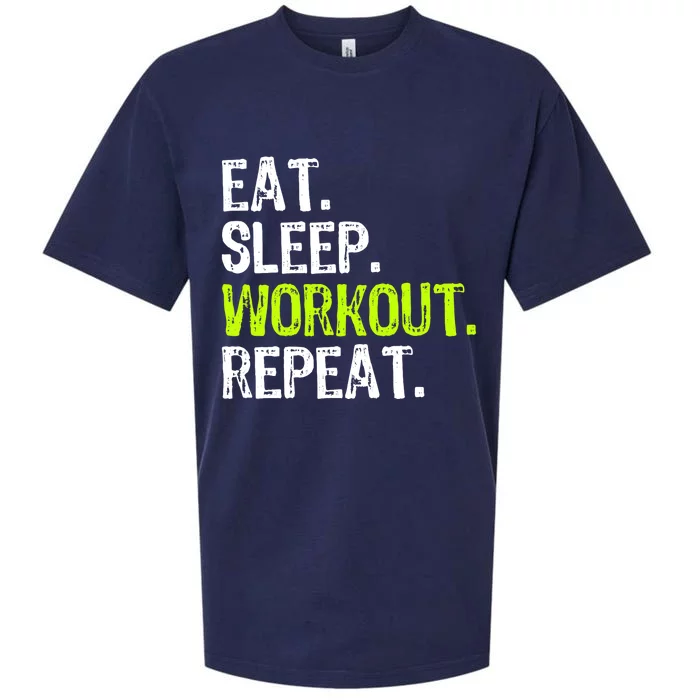 Eat Sleep Workout Repeat Funny Work Out Gym Funny Sueded Cloud Jersey T-Shirt